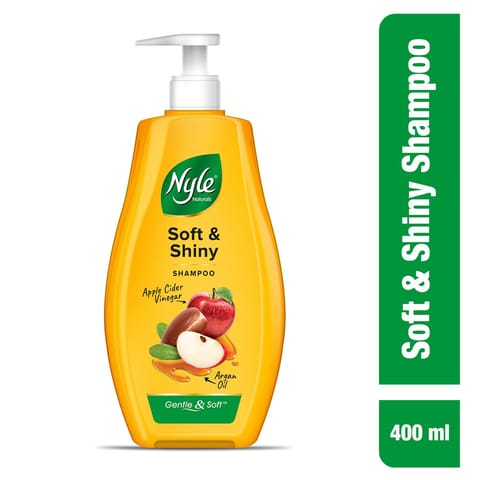 Nyle Naturals Soft & Shiny Shampoo | For Soft Hair | With Apple Cider Vinegar and Argan Oil |Gentle & Soft Shampoo, pH Balanced and Paraben Free, For Men and Women
