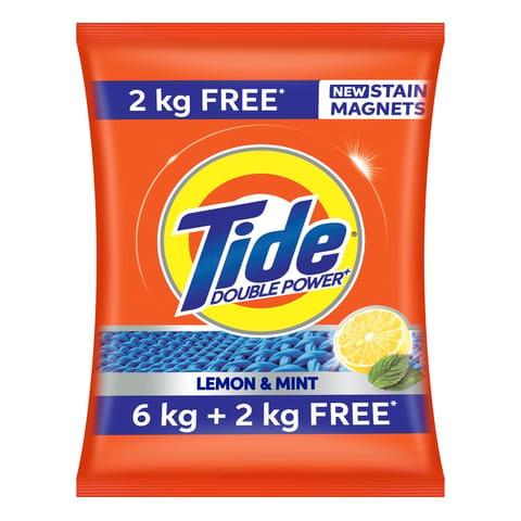 Tide Plus Double Power Detergent Washing Powder Lemon & Mint 6kg + 2kg FREE