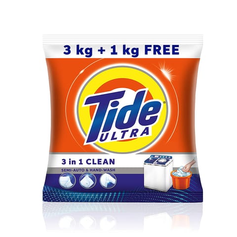 Tide Ultra 3 in 1 Clean Detergent Washing Powder, 3 kg + 1 kg Free = 4 kg