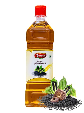 Thangam Gingelly Oil Unrefined Black Sesame Marachekku Oil/Kachi Ghani Oil/El Enney Chemical & Cholesterol Free Healthy Cooking Oil for Daily Use