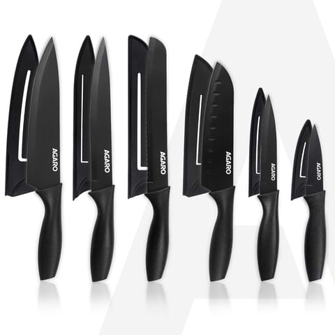 AGARO Royal Knife Set of 6pcs SS Black