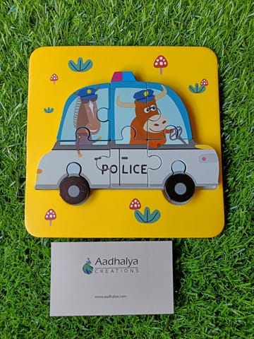 Wooden Chunky Jigsaw Puzzle Police Car