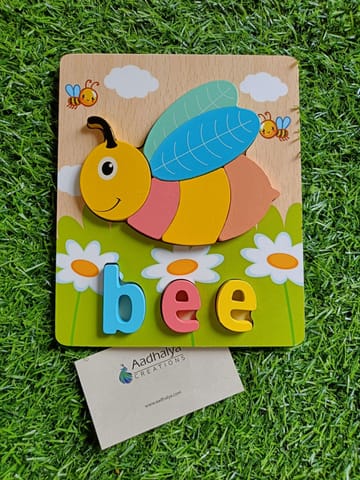 Wooden Chunky Puzzle With Name Bee