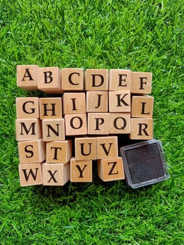 Wooden Alphabet Stamp With Inkpad