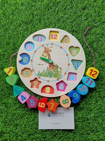 Wooden Clock With Shapes Sorter