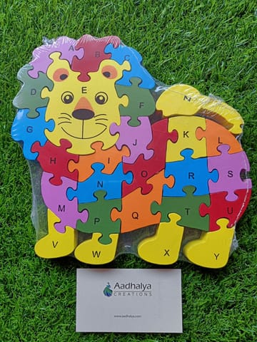 Wooden Jigsaw Puzzle Lion (One Side Alphabets One Side Numbers)