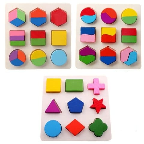 Wooden Geometric Shape Matching Puzzle (3 In 1)