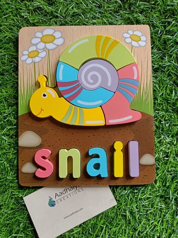 Wooden Chunky Puzzle With Name Snail