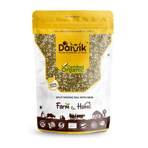 DAIVIK Organic Split Moong Dal With Skin/Chilka/Split Green Gram