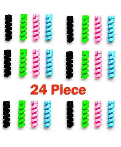 24 Peace Mobile Charging Cables & Earphones Wire Protector Cable Protector Cable Protector (Multi Color)
