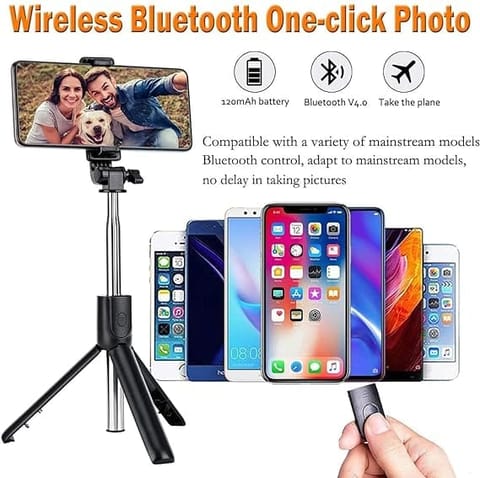 SHARP BEAK Bluetooth Extend Selfie Sticks with Wireless Remote and Tripod Stand, 3-in-1 Multifunctional Selfie Stick with Tripod Stand Compatible with iPhone/OnePlus/Samsung/Oppo/Vivo and All Phones