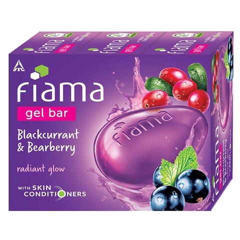 Fiama Gel Bar Blackcurrant And Bearberry for Radiant Glowing Skin, With Skin Conditioners 75G