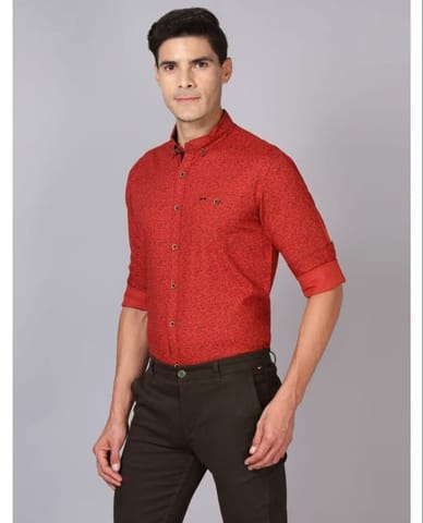 Men's Micro Print Slim Fit Shirt with Patch Pocket