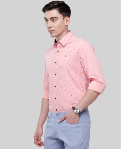 Men's Perfection Full Sleeves Pink Printed Shirt
