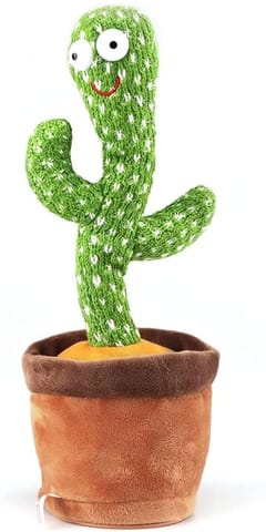 Dancing Cactus Plush Toy USB Charging,Recording,Repeats What You say and emit Colored Lights,Gifts (Talking Cactus)