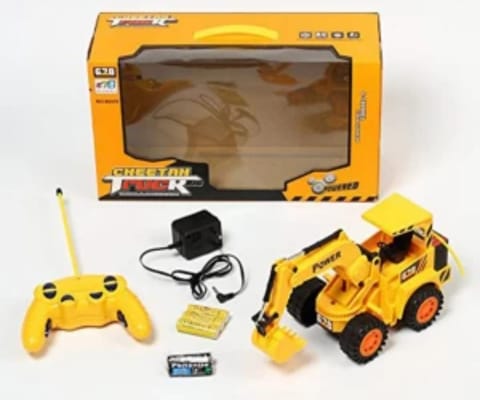 JCB Truck Toy Remote Control, JCB Plastic Truck Digger Construction Vehicle Toy For Kids And Led Flash Lights (Normal Power Jcb)