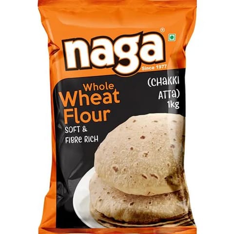 NAGA Atta Whole Wheat Flour Chakki Fresh, 500gm
