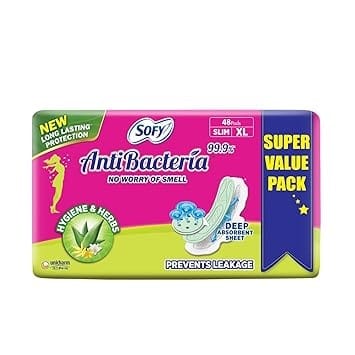 Sofy Anti Bacteria Extra Long Sanitary Pads - Slim (Pack of 48 Pads)