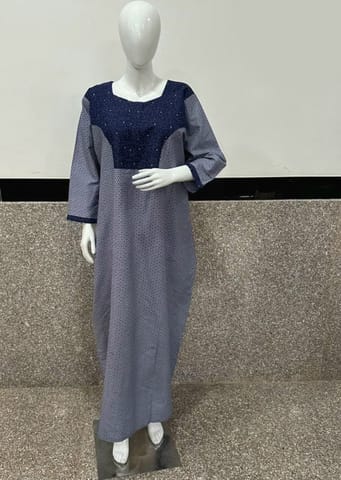 Pranjul 3/4 Long Sleeve Night Gown For Women & Girls