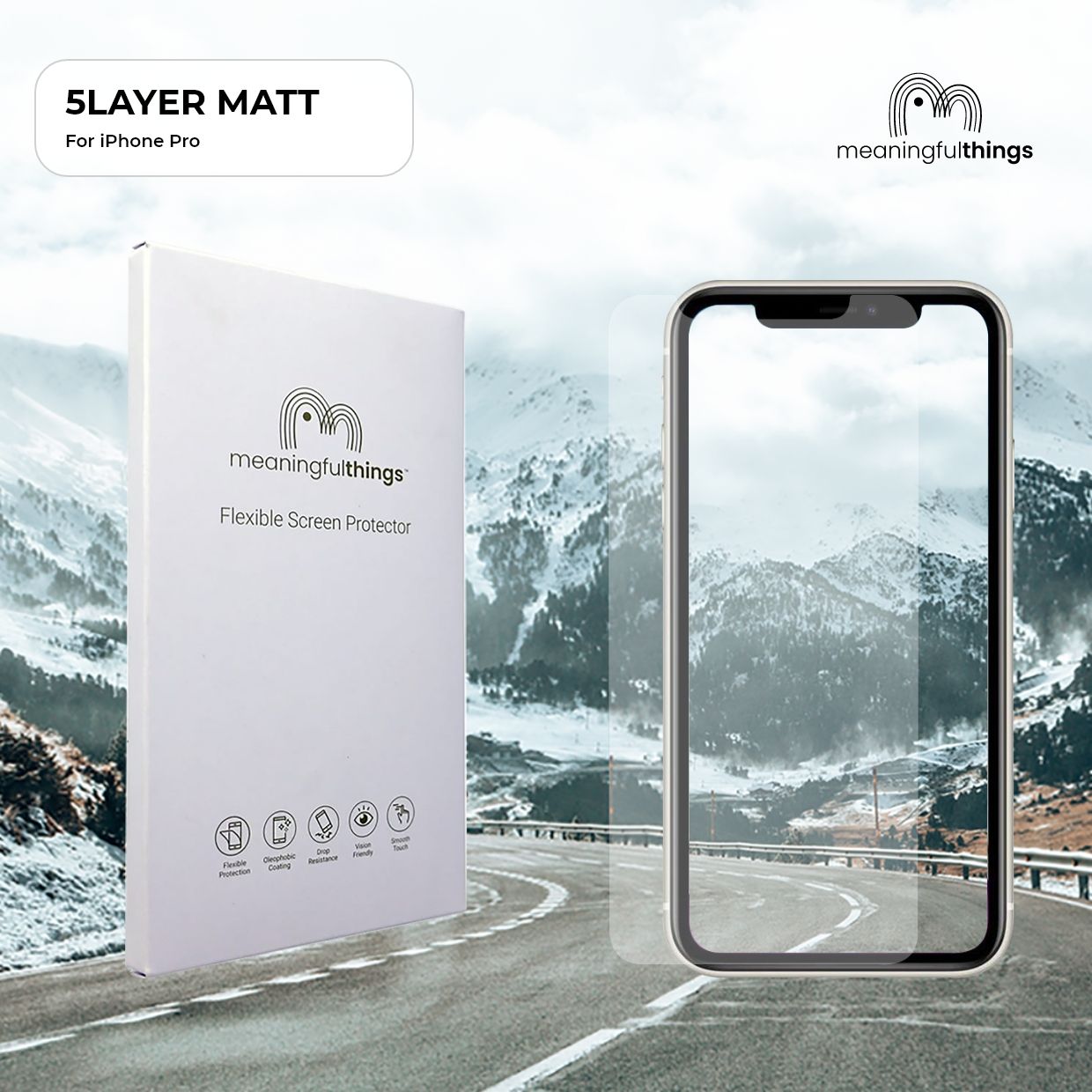 MEANINGFULTHINGS Washable & Reusable 5 layer Matt Screen Protector For Apple iPhone 12 Pro