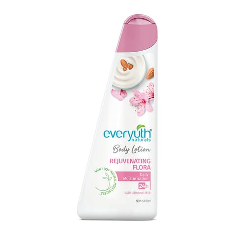 Everyuth Naturals Rejuvenating Flora Body Lotion - With Almond Milk, Non Sticky