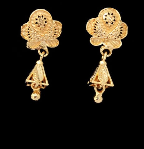 S L GOLD 1 Gram Micro Plated Flower Design Earring E2