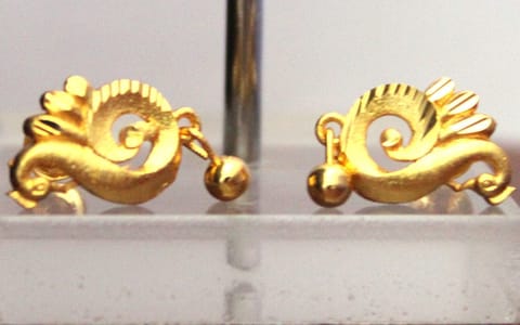 S L GOLD 1 Gram Micro Plated  Peacock Design Earring E25