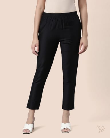 Twin Birds Women Straight Pant Metallic Black