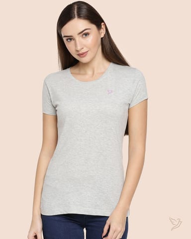 Twin Birds Women Slim Fit T Shirt Grey Mix
