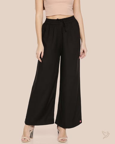 Twin Birds Women Wide Leg Palazzo Carbon Black