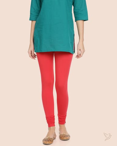 Twin Birds Women Viscose Churidar Legging - Tomato red