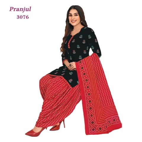 Pranjul 100% Cotton Printed Patiyala Dress Material (Unstitched)
