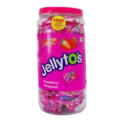 Lavian Jellytos Strawberry Flavour Chocolate Jar 200+10 Pcs