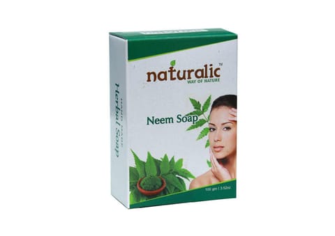 Naturalic Neem Soap Herbal Bathing Soap for Acne Natural Soap with Essential Oils Anti-Bacterial Soap Suitable for All Skin Types - 100gm