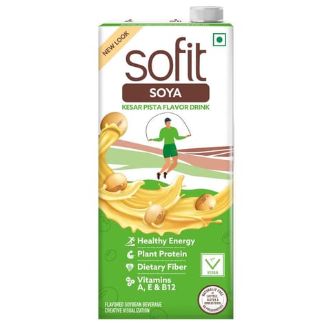 Sofit Soya Drink Kesar Pista Vegan Drink, Enriched With Plant Protein, Dietary Fibers, Vitamins And Calcium Lactose Free, Gluten Free, Preservatives Free