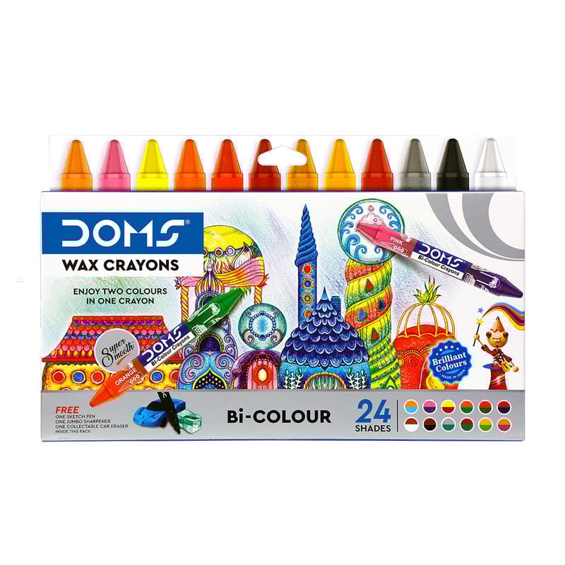 DOMS Bi-Colour Wax Crayons
