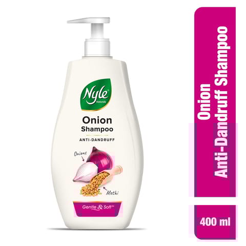 Nyle Naturals Anti Dandruff Onion Shampoo|For Dandruff Free Hair |Enriched With Onion & Fenugreek |Gentle & Soft Shampoo For Men & Women