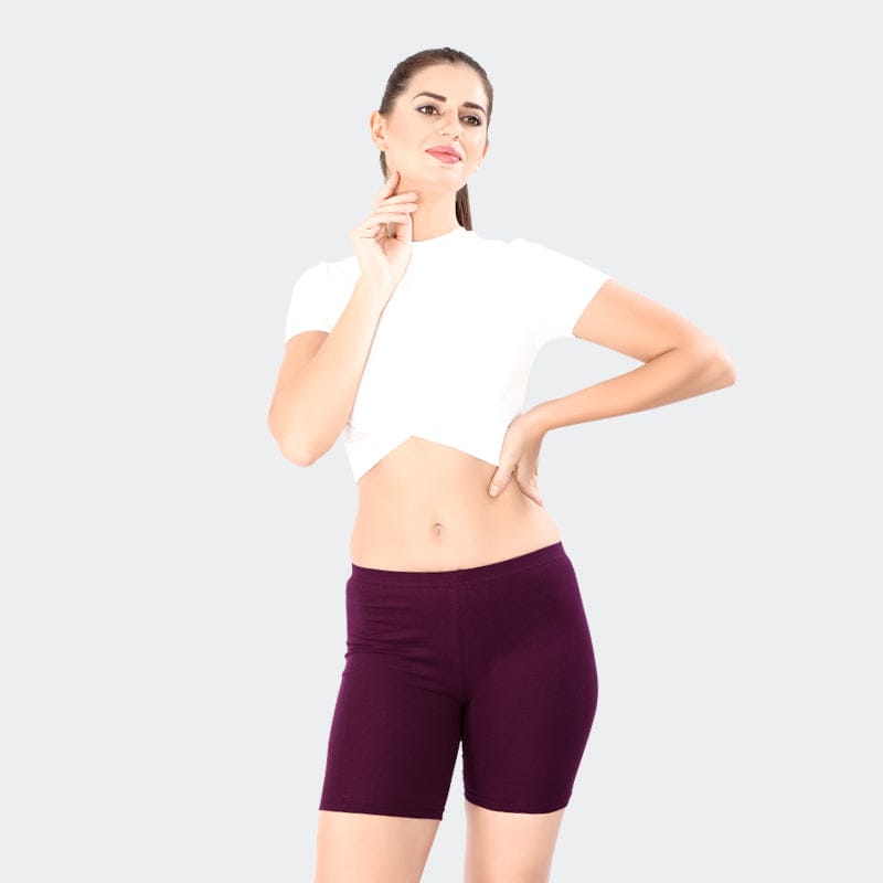 Prithvi Women Yoga Shorts Wine