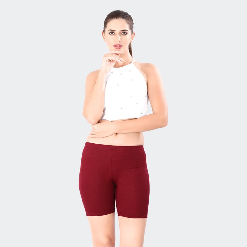 Prithvi Women Yoga Shorts Burgundy