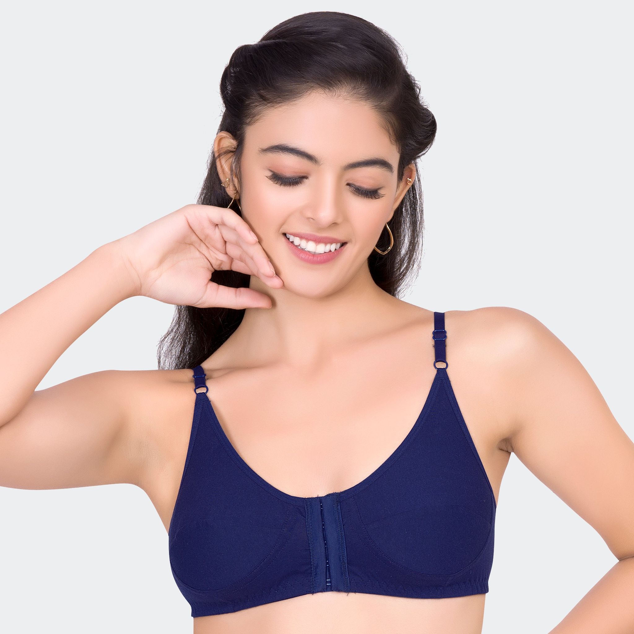 Prithvi Front Hook Bra For Women Navy