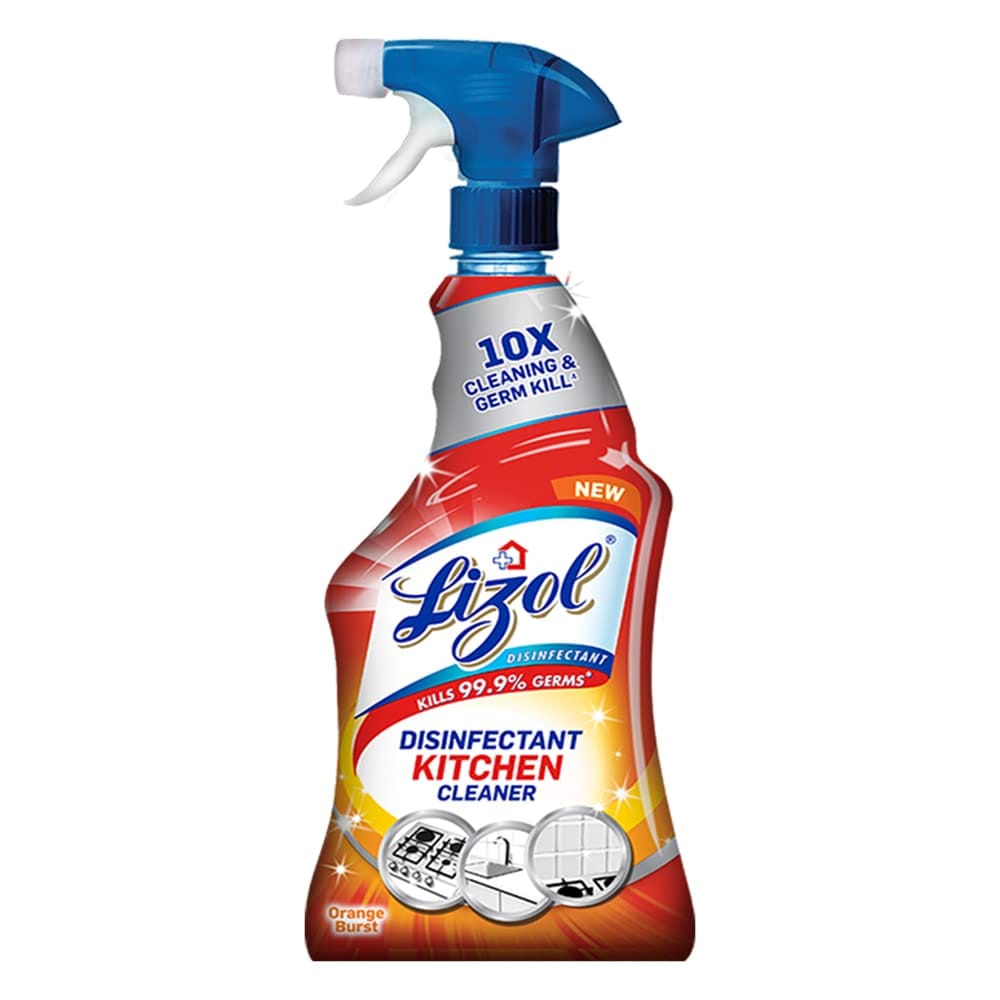Lizol Kitchen Cleaner Spray Suitable for all Kitchen Surfaces, Gas Stove, Countertop, Tiles, Chimney and Sink Kills 99.9% germs - 450ml