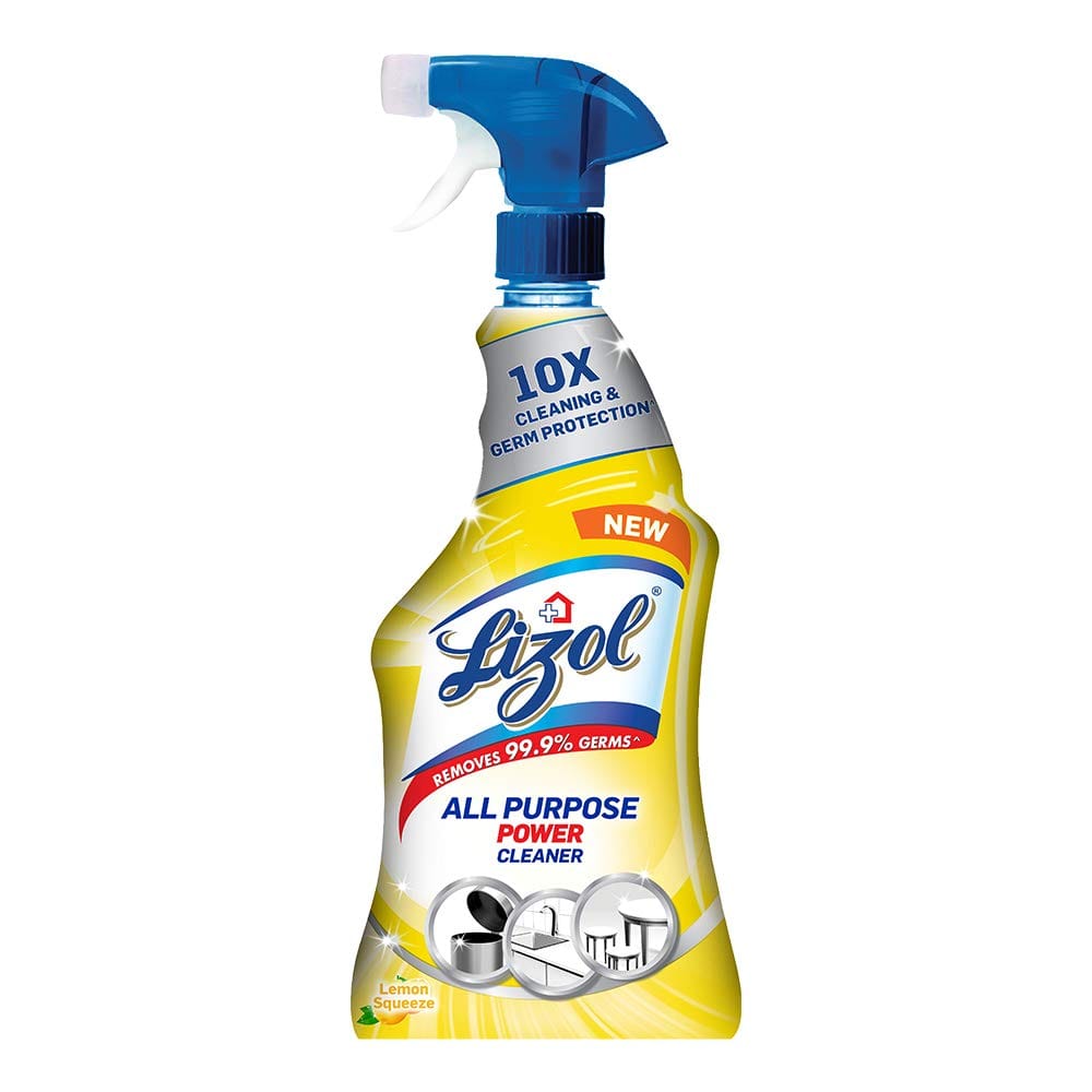 Lizol Disinfectant Multi-Purpose Power Cleaner Liquid Spray Works on Multiple Surfaces like fans, windows, doorknobs, sinks and more - 450ml