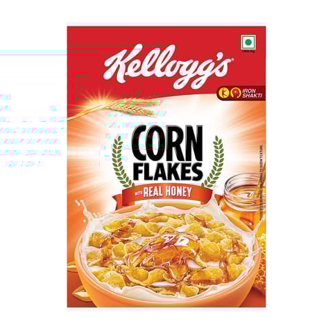 Kellogg's Cornflakes Real, Honey High In Iron, Vitamin B1, B2, B3, B6 & C Naturally Cholesterol Free Corn Flakes, Breakfast Cereal - 300Gm/345Gm