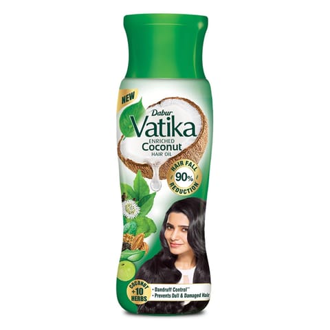 Dabur Vatika Enriched Coconut Hair Oil - 300ml For Strong, Thick & Shiny Hair Clinically Tested to Reduce 90% Hairfall in 4 Weeks Prevents Dull & Damaged Hair Enriched with 10 Herbs