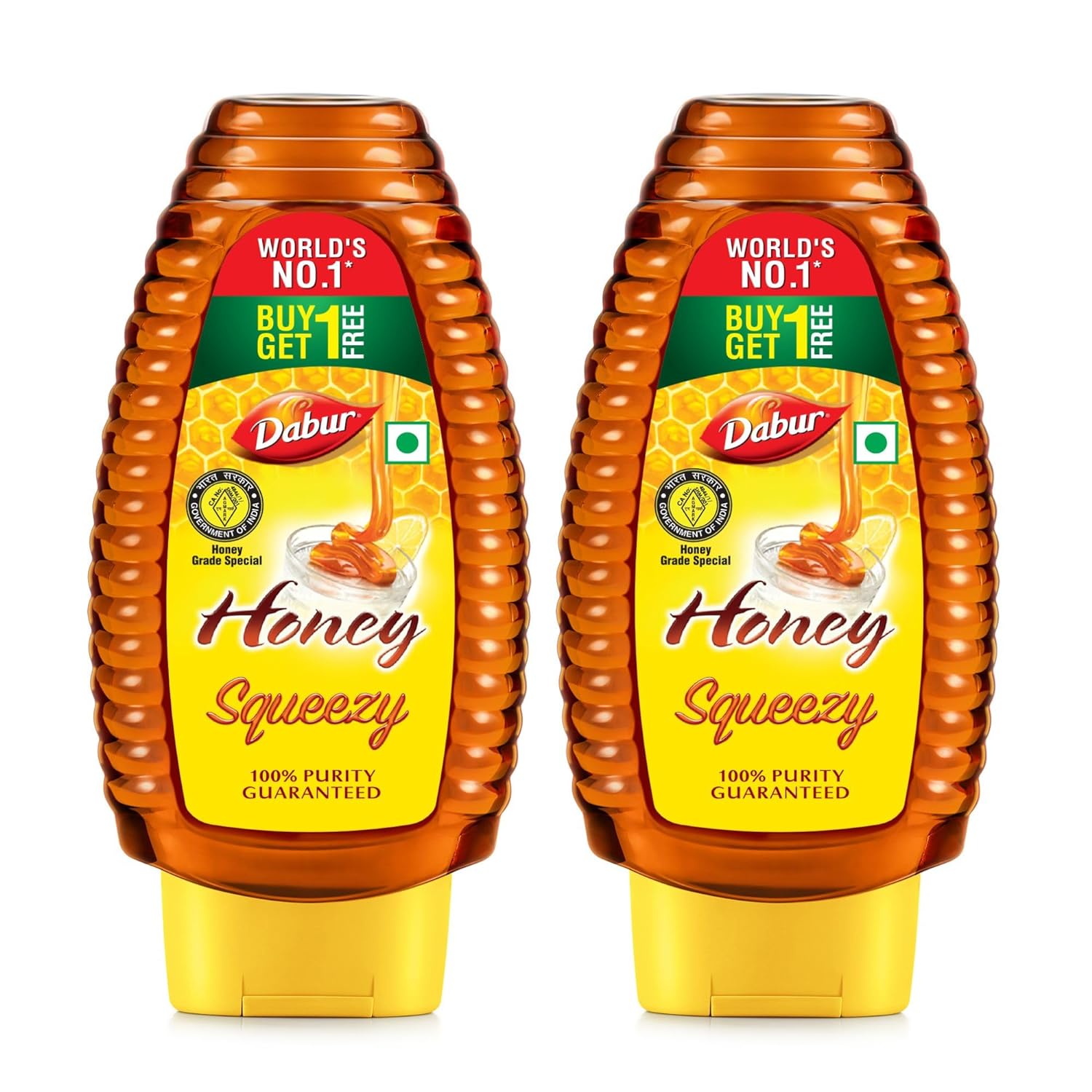 Dabur Honey Squeezy Pack 100% Pure World's No.1 Honey Brand with No Sugar Adulteration - 225g (Buy 1 Get 1)