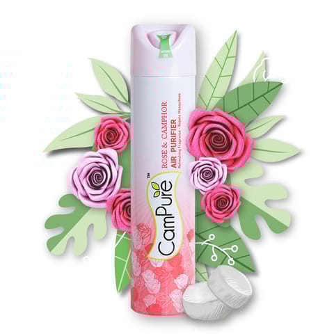 CamPure Camphor Air Purifier Rose Long Lasting Fragrance For Home & Office No Dangerous Chemicals Safe Around Children 250ml