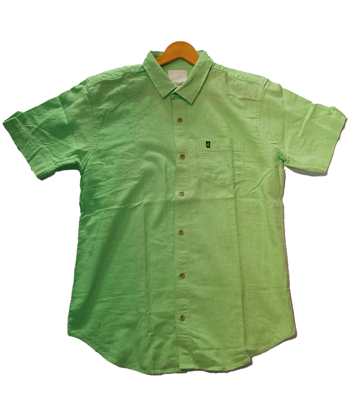 Men Half Sleeve Casual Parrot Green