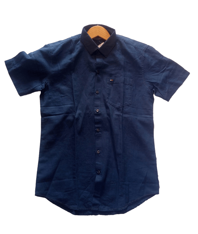 Men Half Sleeve Casual Navy Blue
