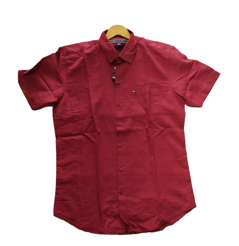 Men Half Sleeve Casual Maroon