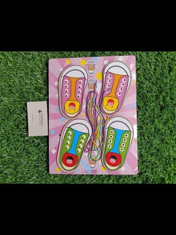 Wooden Thread Lacing Board Shoes Theme